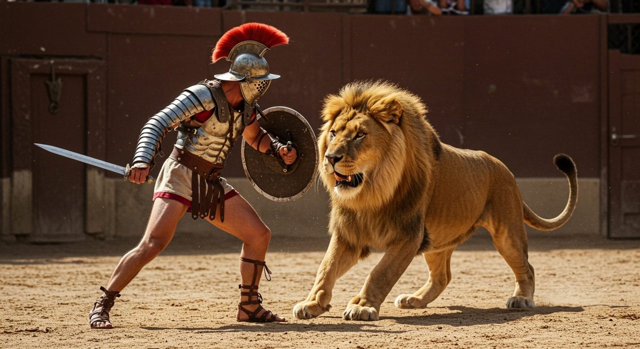 esqueleto-traz-primeira-prova-fisica-de-combate-entre-leao-e-gladiador-romano