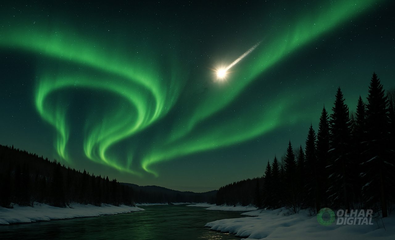 meteoro-bola-de-fogo-cruza-o-ceu-colorido-pela-aurora