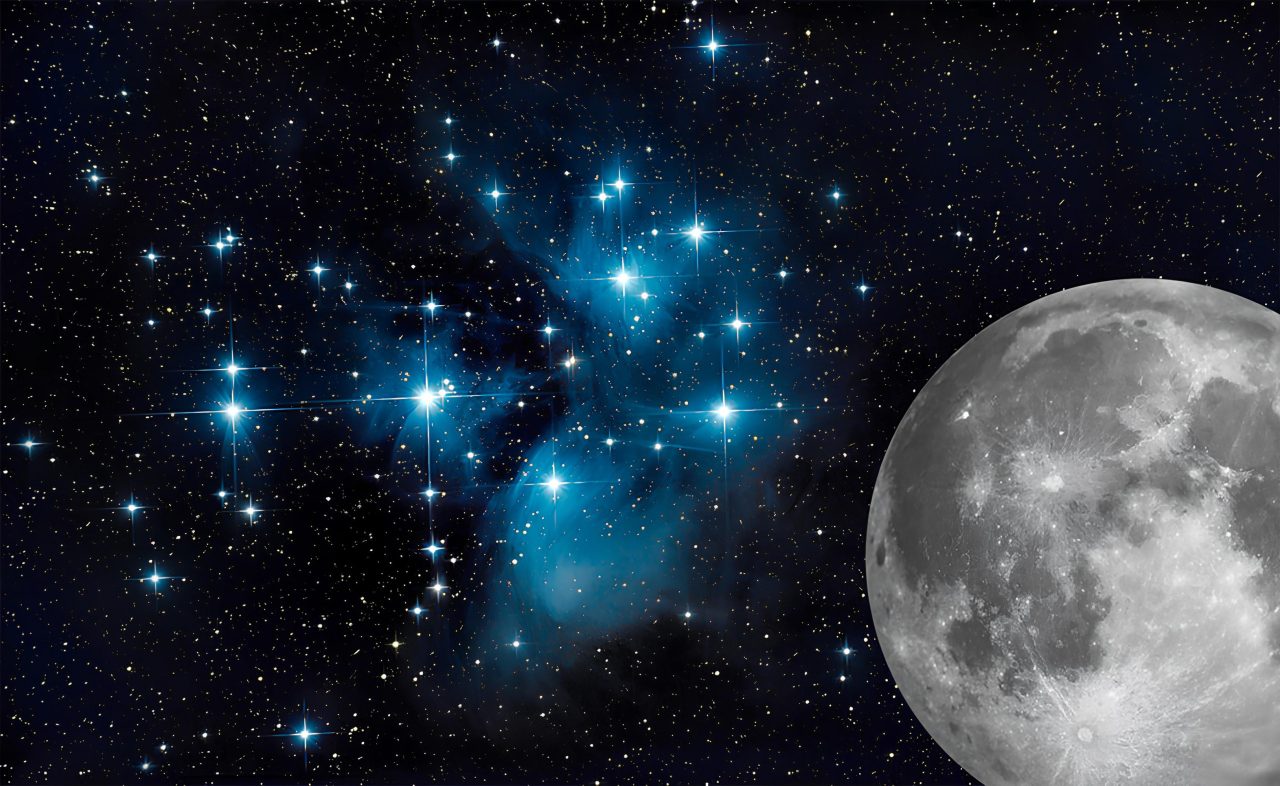 lua-encontra-as-“sete-irmas”-pleiades-neste-fim-de-semana