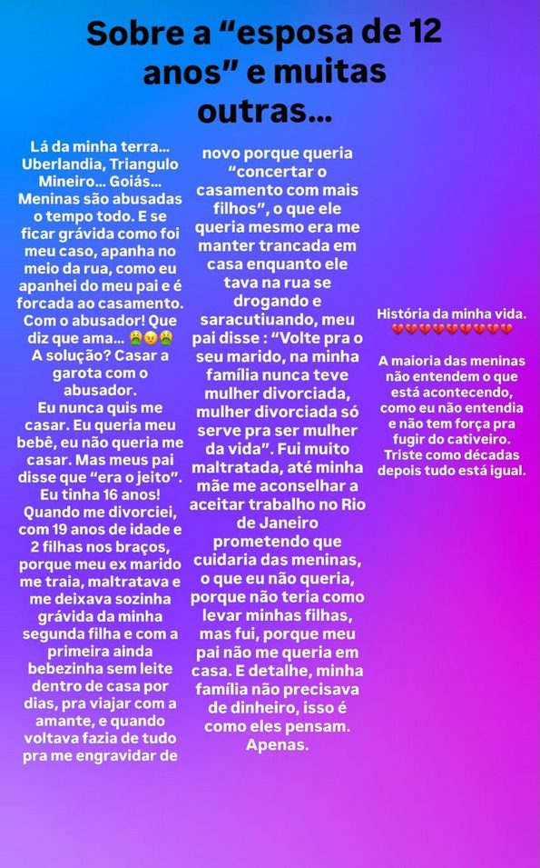 ex-atriz-da-globo-fica-sensibilizada-com-historia-de-menina-de-12-anos-e-expoe-trauma